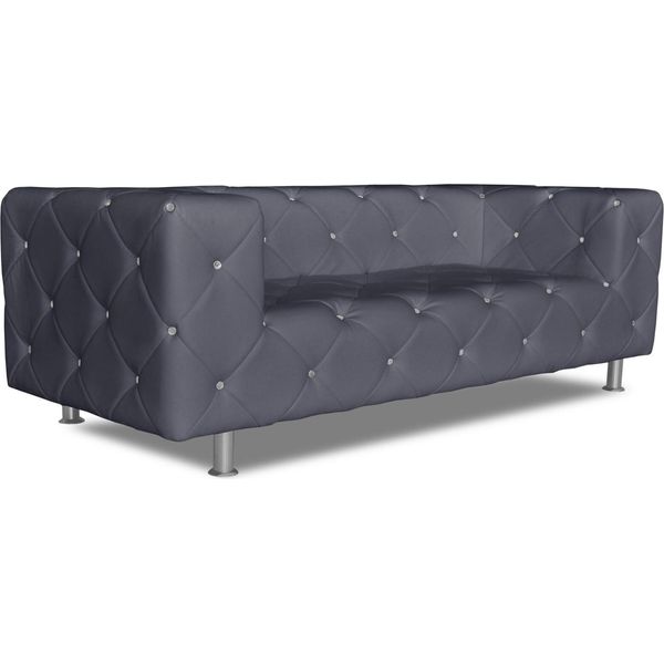 Divano A Tre Posti Imbottito Design Divano 3 Posti Sala Chesterfield Grigio Nuovo-image