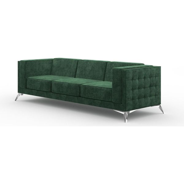 Divano A Tre Posti 3 Posti Divano Imbottito Tessuto Divano Chesterfield Set-image