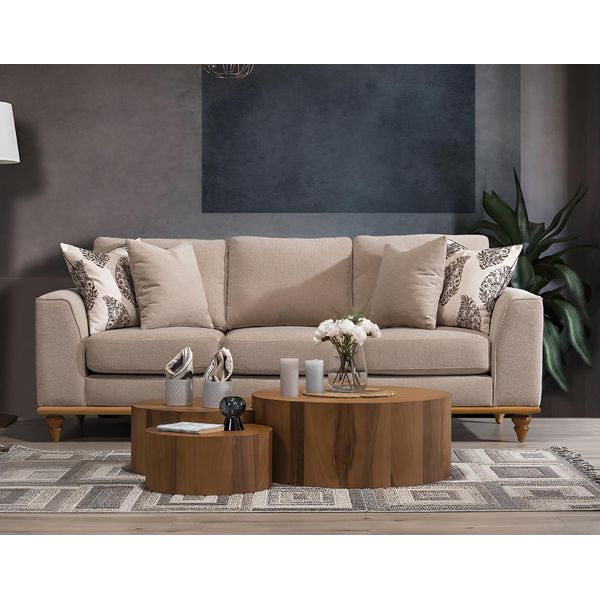 Divano Tre Posti Soggiorno Design Moderno Mobili Di Lusso Beige Divani-image