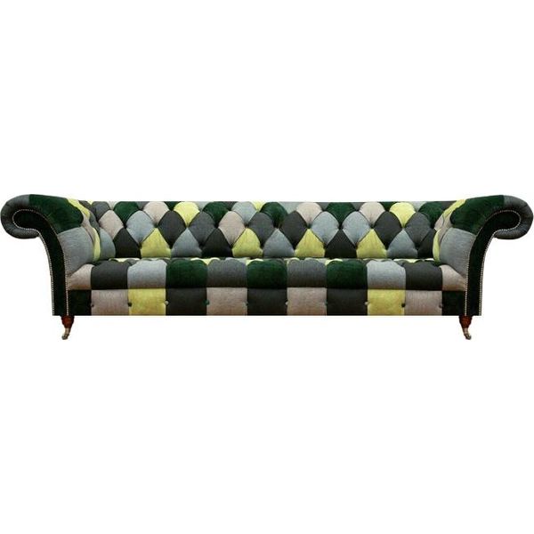 Divano Moderno A Quattro Posti Multicolore Per Il Soggiorno, Divano Per Sedersi, Arredo Tessile Chesterfield-image