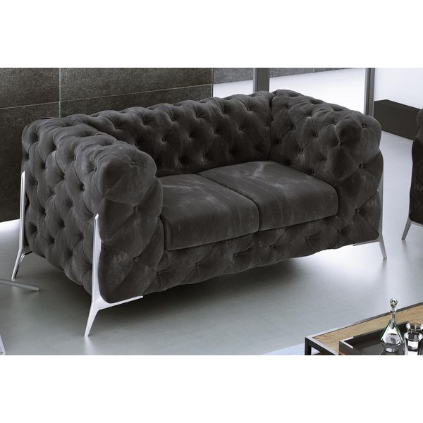 Divano Chesterfield 2 Posti Sedile Imbottito Tessuto Pelle Divani Divani Divano-image