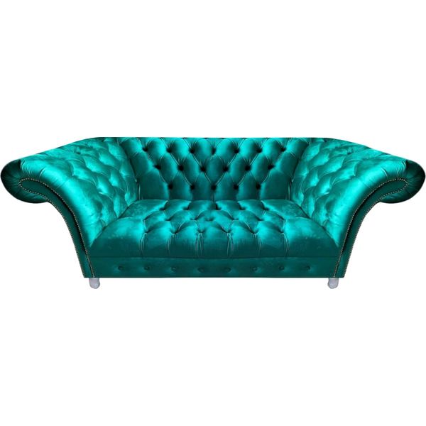 Soggiorno Mobili Imbottiti Divano Chesterfield Divano A Due Posti Blu Nuovi Arredi-image