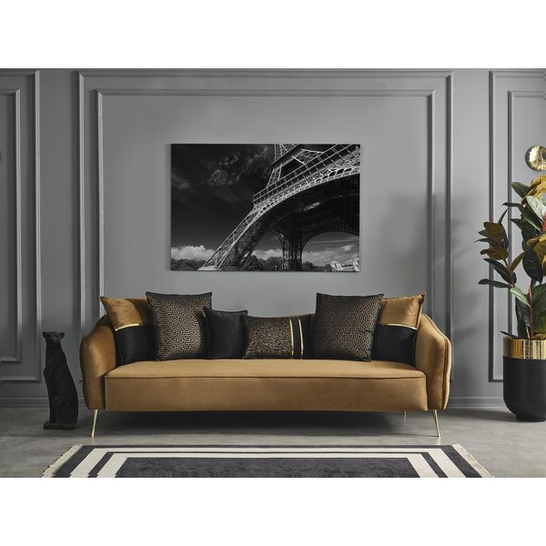 Divano 3 Posti Marrone Tessile Soggiorno Design Divano Moderno Nuovo Lusso-image