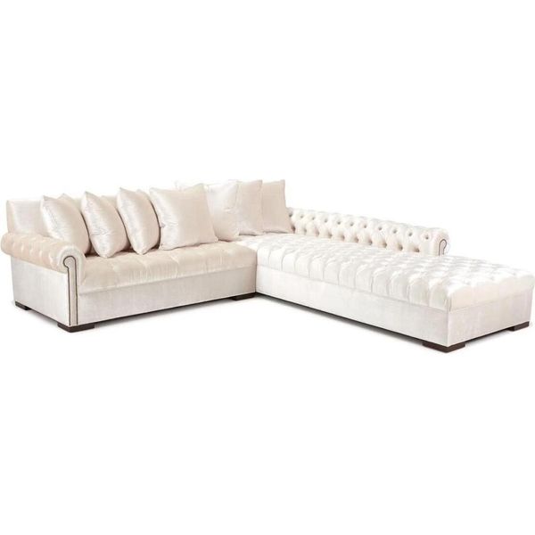 Divano Angolare Bianco Divano In Tessuto Chesterfield Design Divani Imbottiti Mobili Di Lusso-image