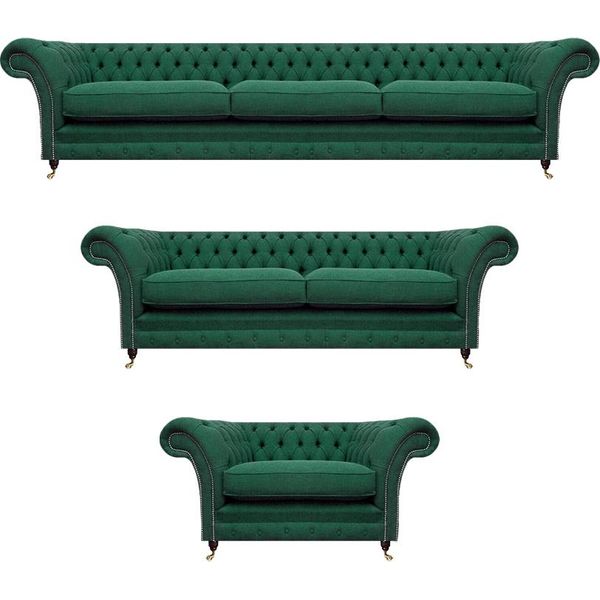 Set Da Salotto Di Lusso Completo Di Mobili Imbottiti Chesterfield A 3 Pezzi-image