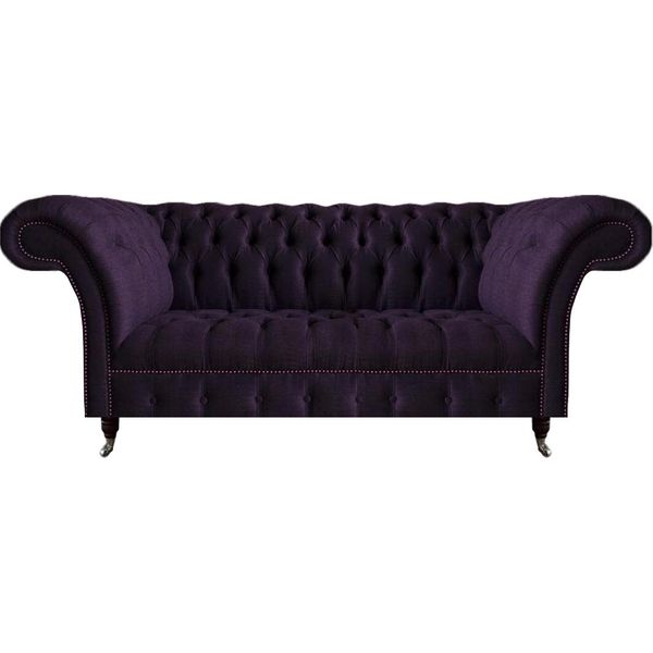 Lusso Divano Tre Posti Viola Mobili Imbottiti Soggiorno Divano Chesterfield Nuovo-image