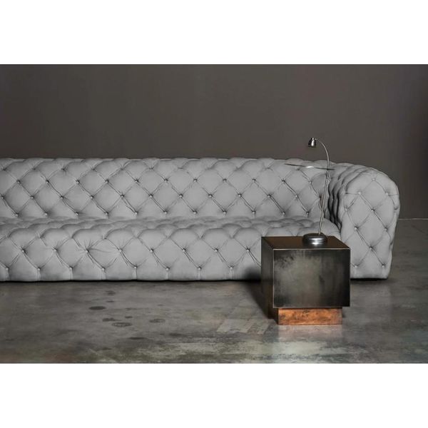 Grigio Chesterfield Soggiorno Design Moderno Divano Mobili Divano Tessuto Grande Xxl Nuovo-image