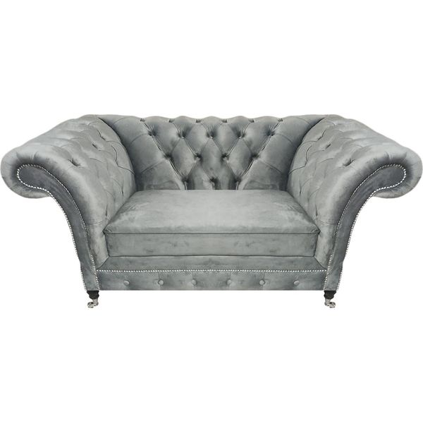 Soggiorno Poltrona Di Design Grigio Chestefield Poltrona Imbottita Mobili Imbottiti Di Lusso-image