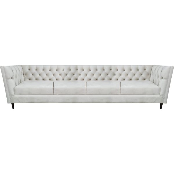 Divano In Pelle Di Design A Quattro Posti Divano Chesterfield Imbottito Soggiorno-image