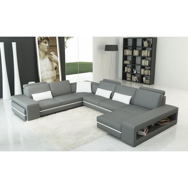 Divano In Pelle Divano Zona Giorno Forma A U Design Moderno Divano Ad Angolo Design 5070-image