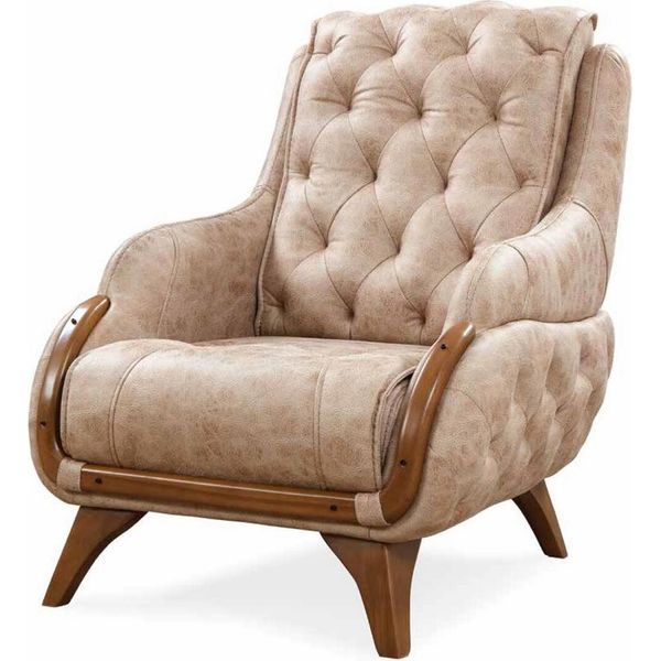 Poltrona Seduta Design Classico Tappezzeria Soggiorno Seduta Singola Pelle Stile Mobili Lusso-image