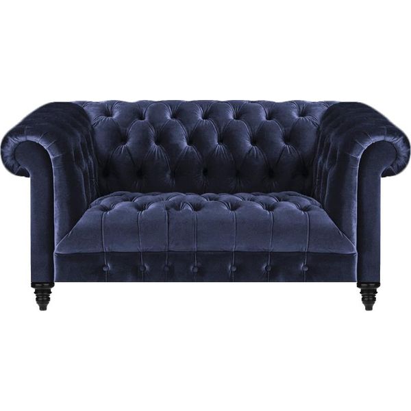 Mobili Per Il Soggiorno Divano Chesterfield Blu A Due Posti Arredamento Imbottito-image