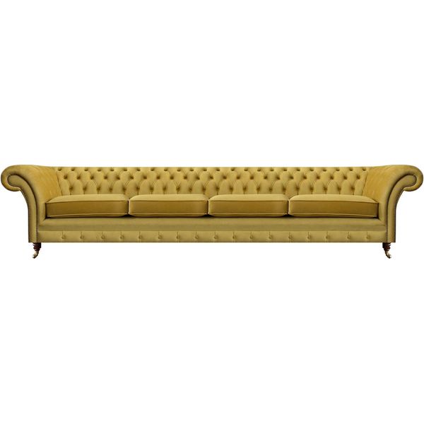 Soggiorno Giallo Divano A Quattro Posti Divano Chesterfield Sedile Imbottito Arredamento-image