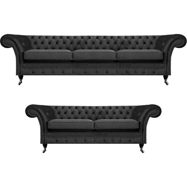 Mobili Imbottiti Chesterfield Set Divani Soggiorno 2 Pezzi Arredamento Completo 3+2-image