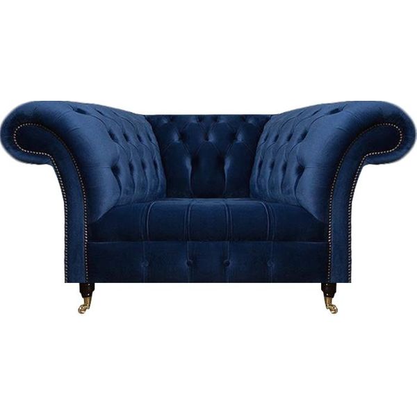 Lusso Poltrona Blu Seduta Imbottita Mobili Imbottiti Soggiorno Nuovo Design Chesterfield-image