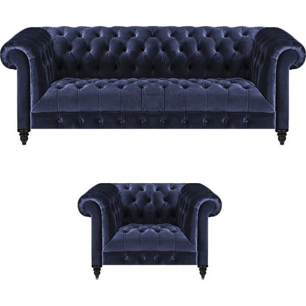 Poltrona Chesterfield Completa Divano Grigio Divano A Tre Posti Soggiorno Nuovo-image