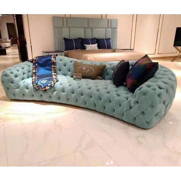 Divano 3 Posti Chesterfield Verde Imbottito Divani Design Ecopelle Nuovo Moderno-image