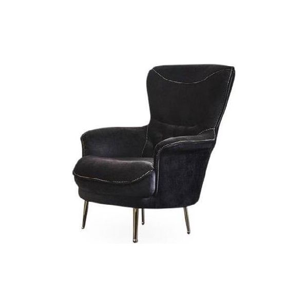 Poltrona Di Design Tessile Soggiorno Nero Monoposto Poltrona Di Lusso Imbottita-image