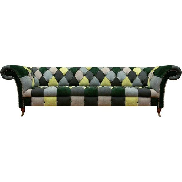 Mobili Imbottiti Divano Chesterfield A Quattro Posti, Divano Moderno Per Il Soggiorno, Tessuto Per Rivestimento-image