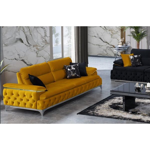 Stile Italiano Moderno Divano A Tre Posti Zona Giorno Divano Tessile 3 Posti Nuovo-image