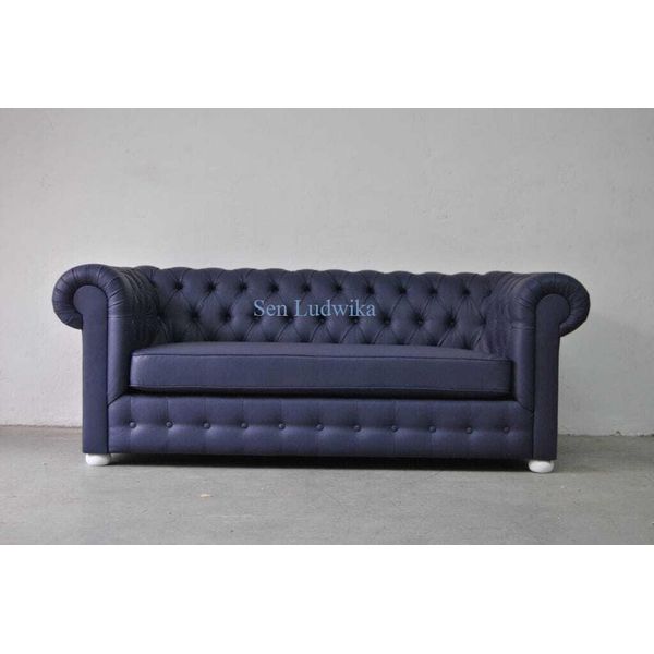 Divano Chesterfield 3 Posti Imbottitura Tessile Divano Seduta Soggiorno Nero-image