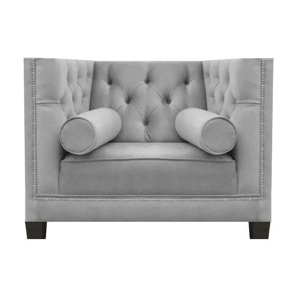 Poltrona Chesterfield Grigia Soggiorno Mobili Imbottiti Design Tessile Nuovo-image