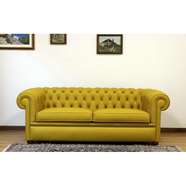 Divano Chesterfield Divano In Pelle Divani Divani Imbottiti Sedile Set 3 Posti Nuovo-image