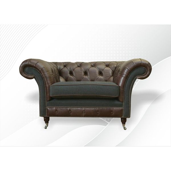 Poltrona Chesterfield In Pelle Mobili Creativi Nuovo Soggiorno Moderno Marrone Tessuto Lusso-image