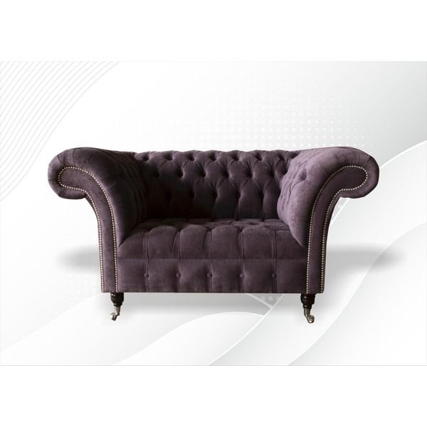 Poltrona Chesterfield Tessuto Melanzana Mobili Creativi Nuovo Soggiorno Moderno-image