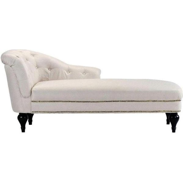 Chaise Longue Soggiorno Beige Mobili Lounger Design Moderno Divano Tessuto Tessile Bianco-image