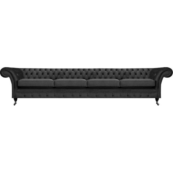 Divano Da Salotto Divano A Quattro Posti Arredo Tessile Nero Imbottito-image