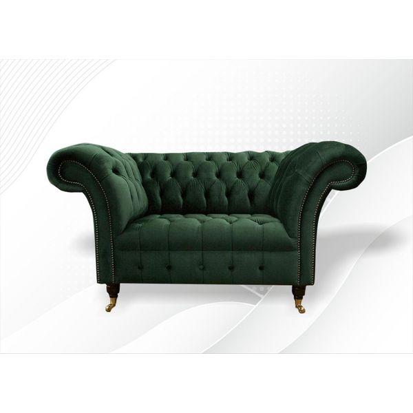 Chesterfield Lounge Club Poltrona Divano Imbottito Divano 1 Posto Mobili Divano Velluto Nuovo-image