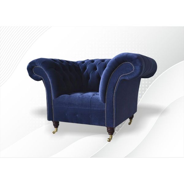 Lounge Club Poltrona Divano Divano Imbottito 1 Posto Chesterfield Mobili Divano Velluto Nuovo-image