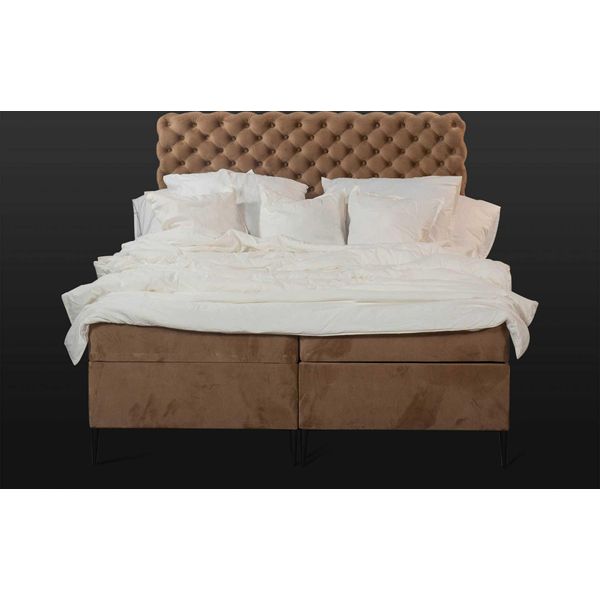 Letto Tessile Marrone Matrimoniale Di Lusso Chesterfield Letti Di Design Per La Camera Da Letto-image