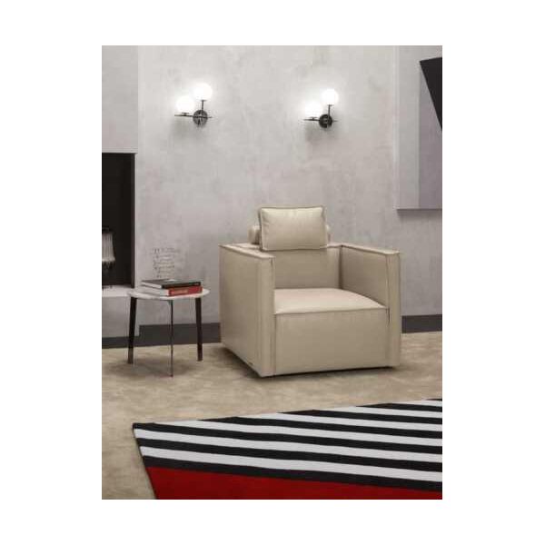Poltrona Monoposto 1 Posto Seduta Imbottita Seduta Tessile Di Design Pelle Moderna Grigio-image