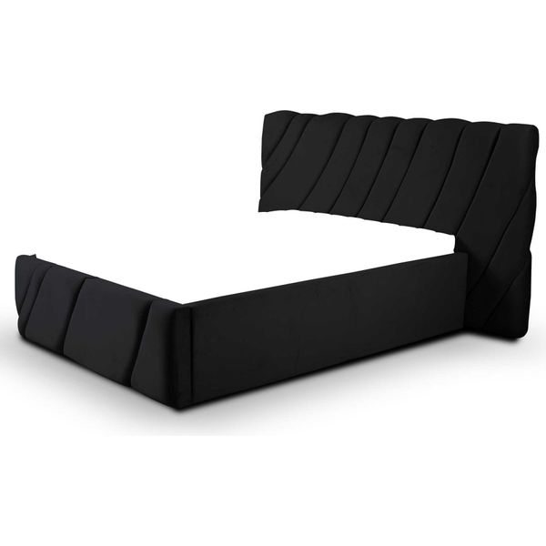 Lusso Camera Da Letto Letto Matrimoniale Letto Nero Legno Imbottito Letti Struttura Letto-image