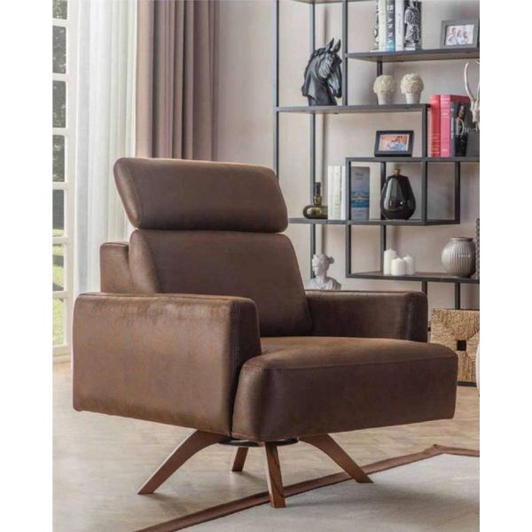 Poltrona Wing Chair Poltrona Cocktail Similpelle Soggiorno Marrone Sedile-image