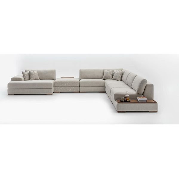 Divano Angolare A U Mobili Zona Giorno Design Divano Imbottito Grigio Set Angolare-image