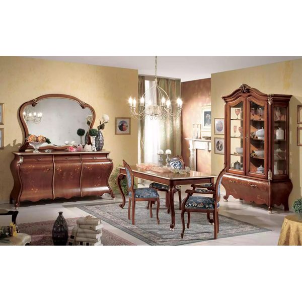 Grande Set Da Sala Da Pranzo Mobili Di Lusso Tavolo Da Pranzo 4X Sedie Cassettiera Specchio 8 Pezzi-image