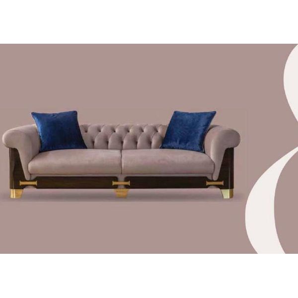 Divano Chesterfield A Tre Posti Divani A 3 Posti In Tessuto Grigio Soggiorno Nuovo-image