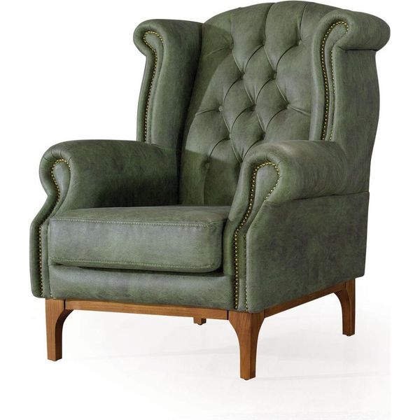 Poltrona Di Lusso Chesterfield Verde Poltrona Imbottita Poltrona Di Design-image
