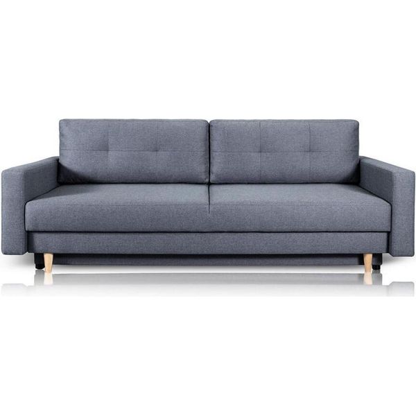 Divano 3 Posti Blu Stile Divani Soggiorno Elegante Design Moderno Tappezzeria Tessuto-image