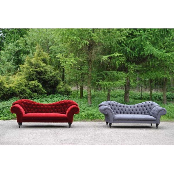 Divano Di Design A Tre Posti Imbottitura Grigia Seduta Tessile Divano 3 Posti Chesterfield-image
