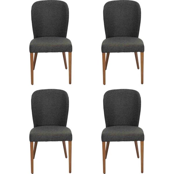 Poltrona Imbottitura Legno Moderno 4X Sedie Lusso Imbottitura Design Sedia Poltrona-image