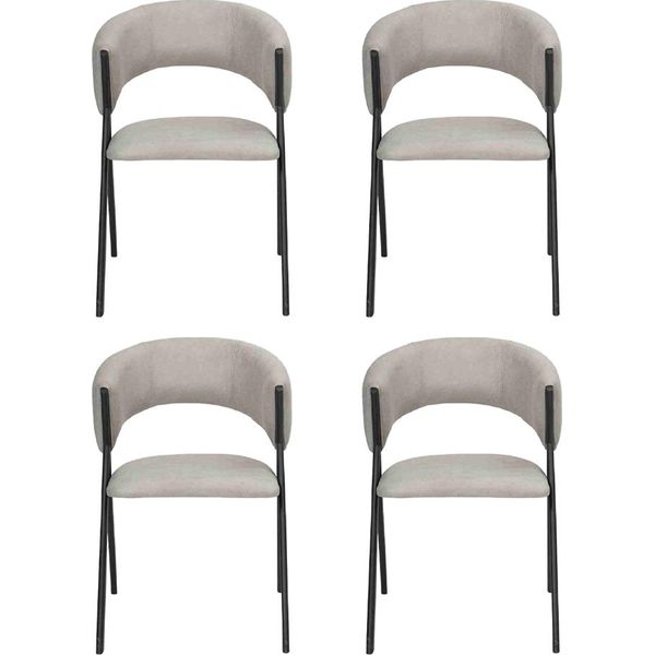 Sala Da Pranzo Gruppo Tessile Set 4X Poltrona Sedia Design Rivestimento In Tessuto Sedie-image