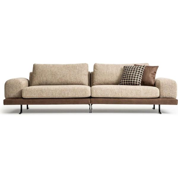 Divano Beige Di Lusso A Tre Posti In Stile Moderno Divano Da Salotto Imbottito-image
