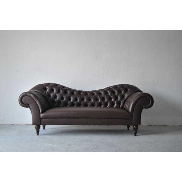 Divano A Tre Posti Di Design Imbottitura Nera Seduta Tessile Divano 3 Posti Chesterfield-image