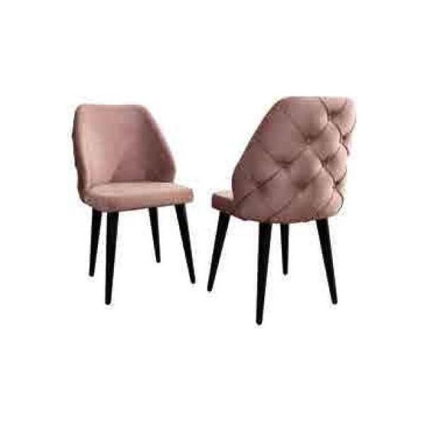 Sedia Imbottita In Legno Con Schienale Beige Chesterfield Gambe Nere Sala Da Pranzo-image