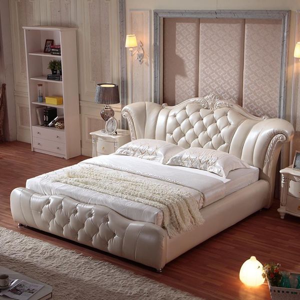 Letto Chesterfield Design Tessile Velluto Imbottitura Pelle Letti Hotel Camera Da Letto Nuovo-image