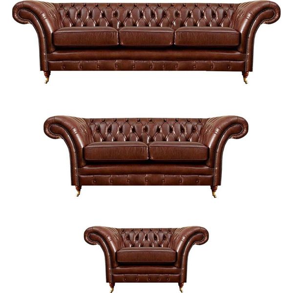 Mobili Imbottiti Set Di Divani 3 Pezzi Poltrona Imbottita Divani Chesterfield Nuovo-image
